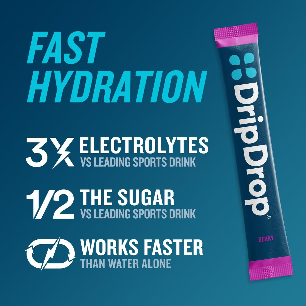 DripDrop Berry Electrolyte Powder, 8 oz sticks, 32 count - EYEJ
