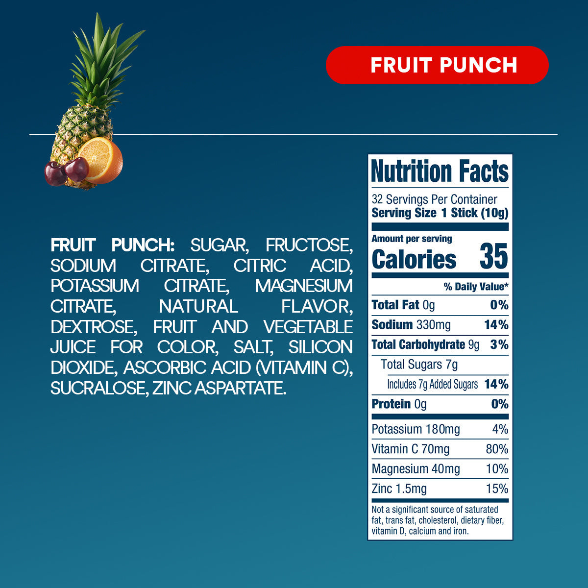DripDrop Fruit Punch Electrolyte Powder, 8 oz sticks, 32 count - 1VWW