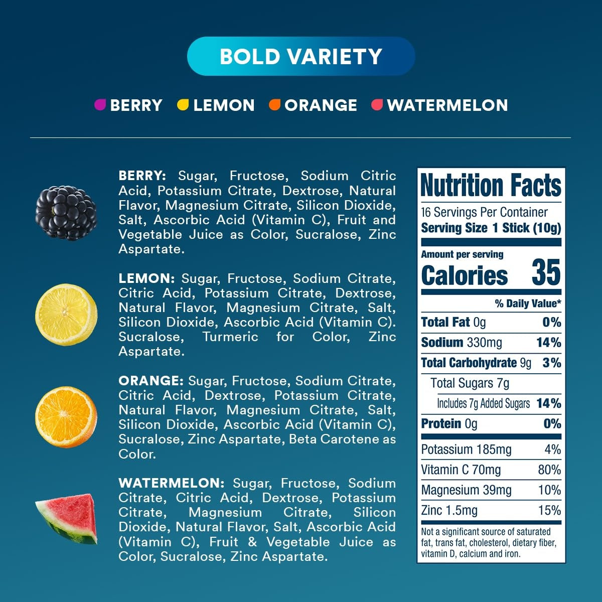 DripDrop Bold Variety Pack Electrolyte Powder, 8 oz sticks, 16 count - W784