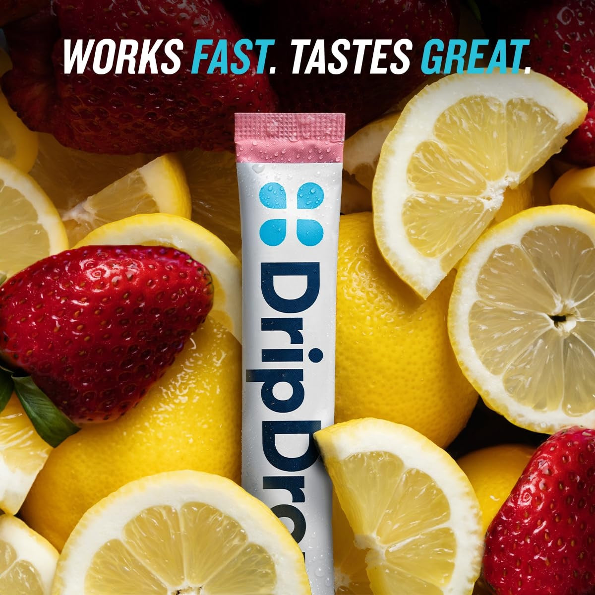 DripDrop Zero Sugar Strawberry Lemonade Electrolyte Powder, 8 oz sticks, 32 count - 49IX