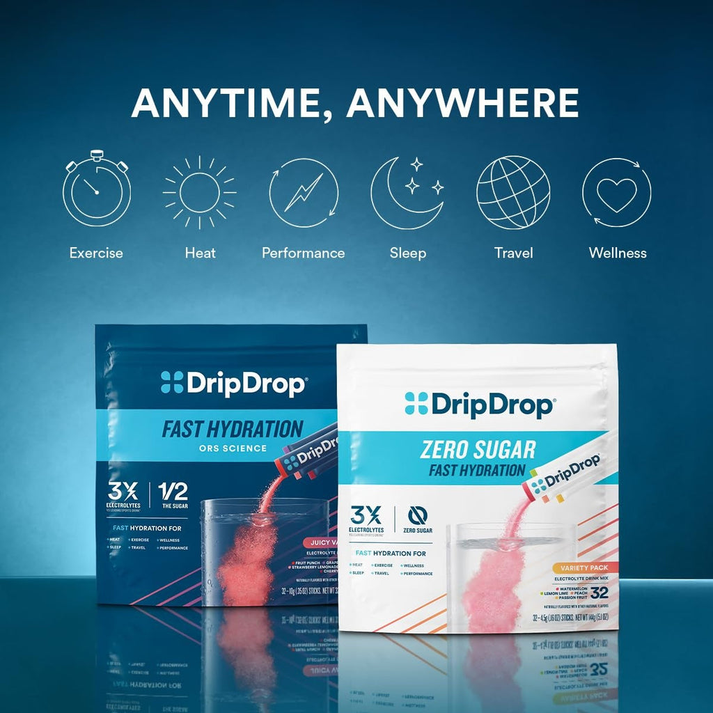 DripDrop Bold Variety Pack Electrolyte Powder, 8 oz sticks, 32 count - KEDD
