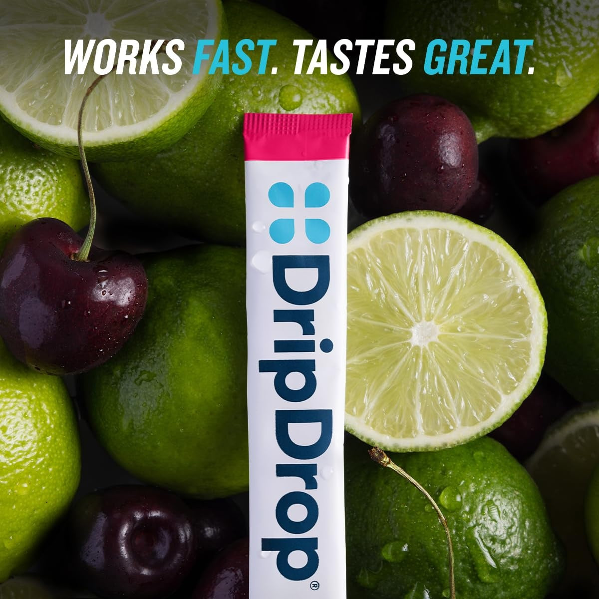 DripDrop Zero Sugar Cherry Limeade Electrolyte Powder, 8 oz sticks, 32 count - X25B
