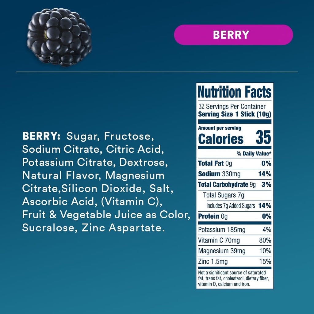 DripDrop Berry Electrolyte Powder, 8 oz sticks, 32 count - EYEJ