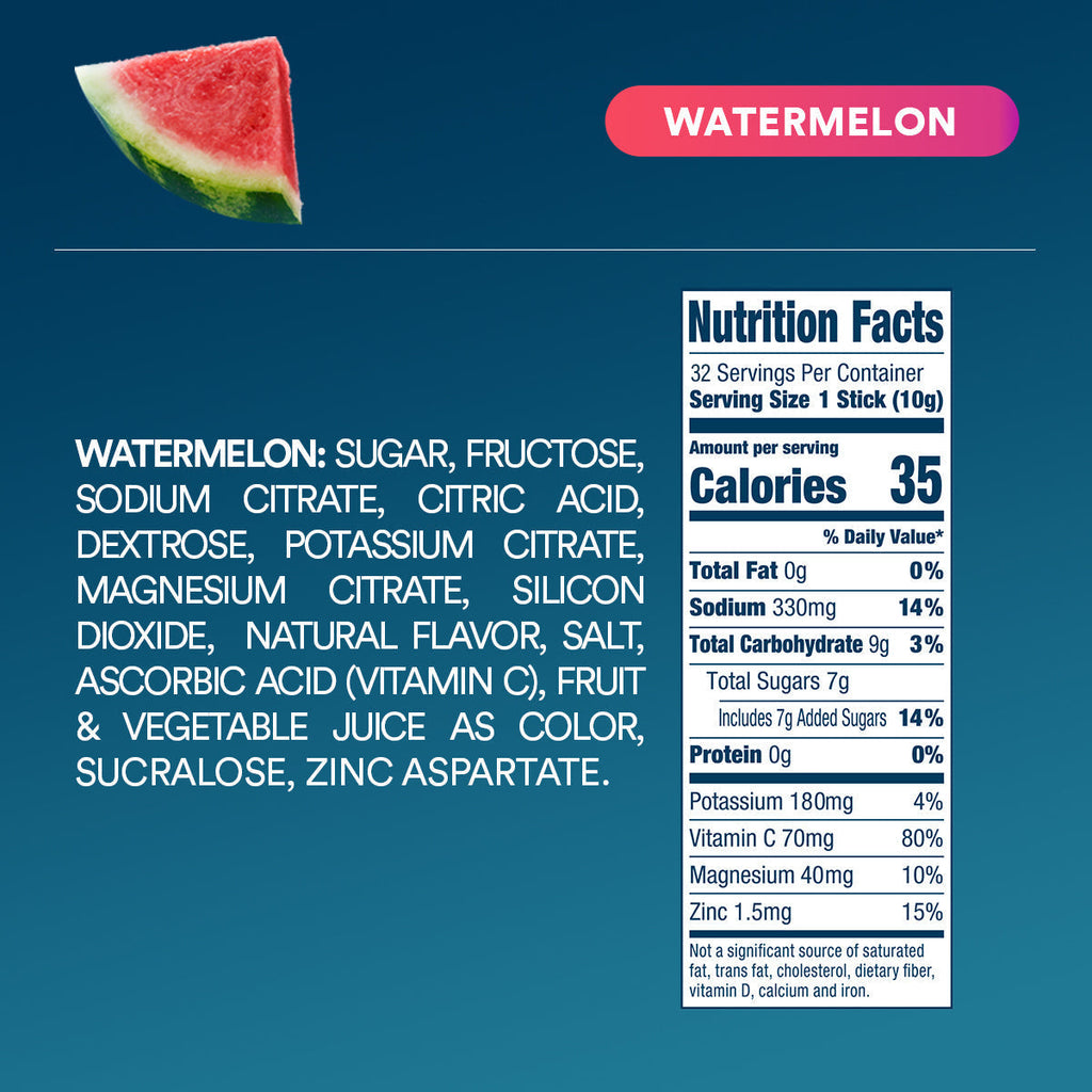 DripDrop Watermelon Electrolyte Powder, 8 oz sticks, 32 count - IE7K