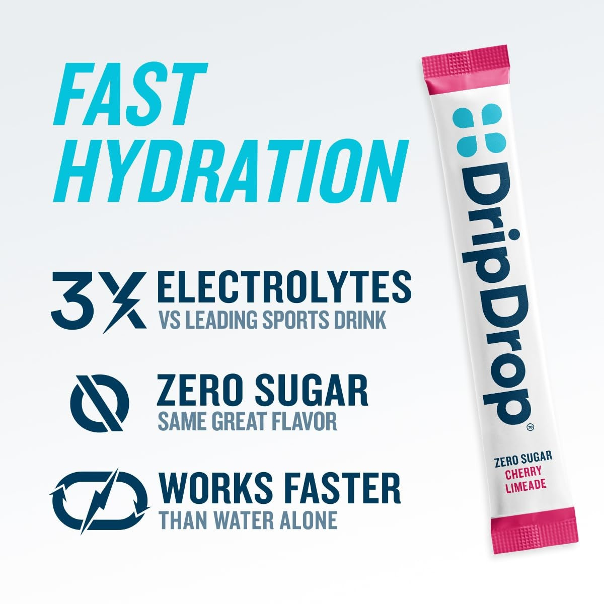 DripDrop Zero Sugar Cherry Limeade Electrolyte Powder, 8 oz sticks, 32 count - NSMH