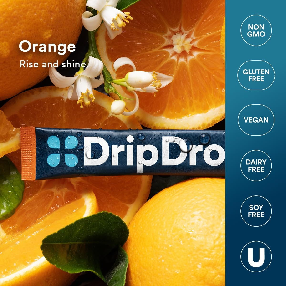 DripDrop Orange Electrolyte Powder, 8 oz sticks, 32 count - 4MPJ