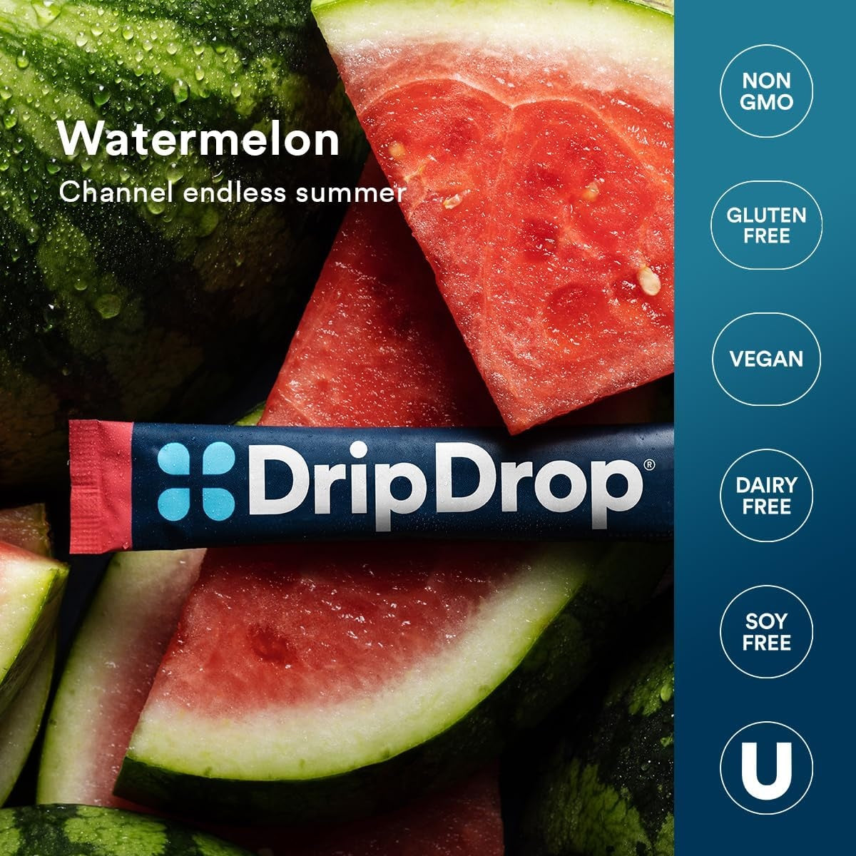 DripDrop Watermelon Electrolyte Powder, 8 oz sticks, 32 count - IE7K