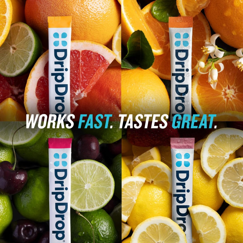 DripDrop Zero Sugar Citrus Variety Pack Electrolyte Powder, 8 oz sticks, 16 count - S4AE