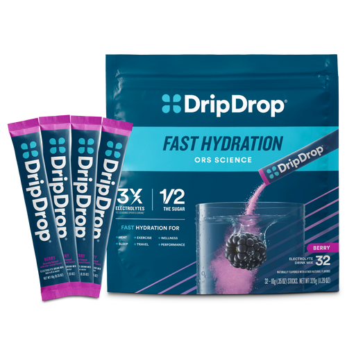 DripDrop Berry Electrolyte Powder, 8 oz sticks, 32 count - EYEJ