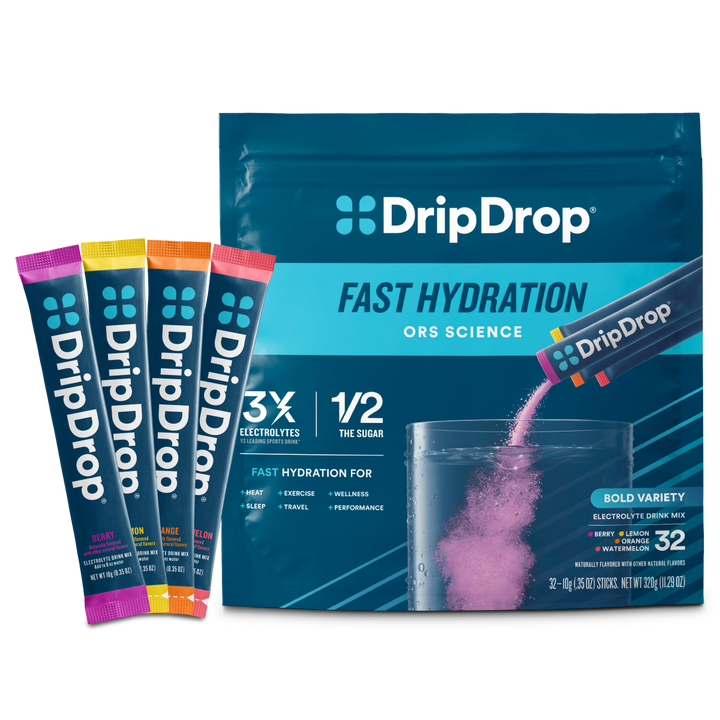 DripDrop Bold Variety Pack Electrolyte Powder, 8 oz sticks, 32 count - KEDD