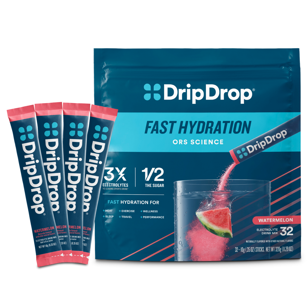 DripDrop Watermelon Electrolyte Powder, 8 oz sticks, 32 count - IE7K
