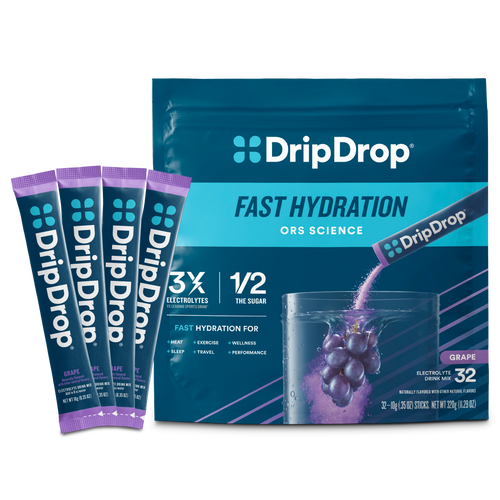 DripDrop Grape Electrolyte Powder, 8 oz sticks, 32 count - HQWD