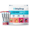 DripDrop Zero Sugar Plus, Strawberry Kiwi, Peach, Cherry Limeade, Wild Berry, 16 oz sticks, 16 count - 5636
