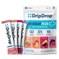 DripDrop Zero Sugar Plus, Strawberry Kiwi, Peach, Cherry Limeade, Wild Berry, 16 oz sticks, 8 count - WJG7