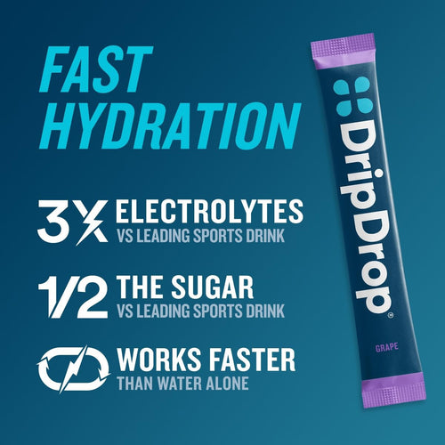 DripDrop Grape Electrolyte Powder, 8 oz sticks, 32 count - HQWD