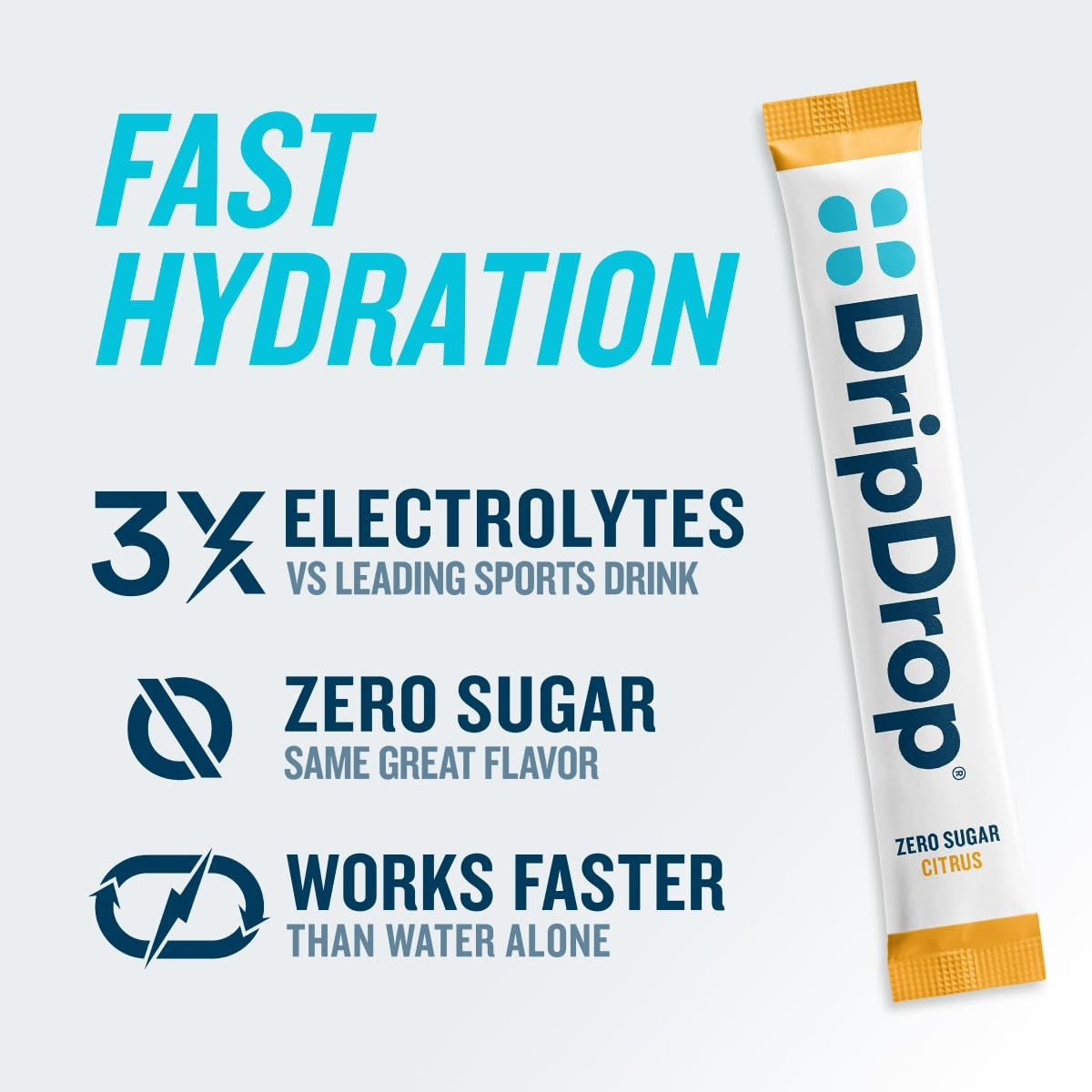 DripDrop Zero Sugar Citrus Variety Pack Electrolyte Powder, 8 oz sticks, 32 count - G8H0