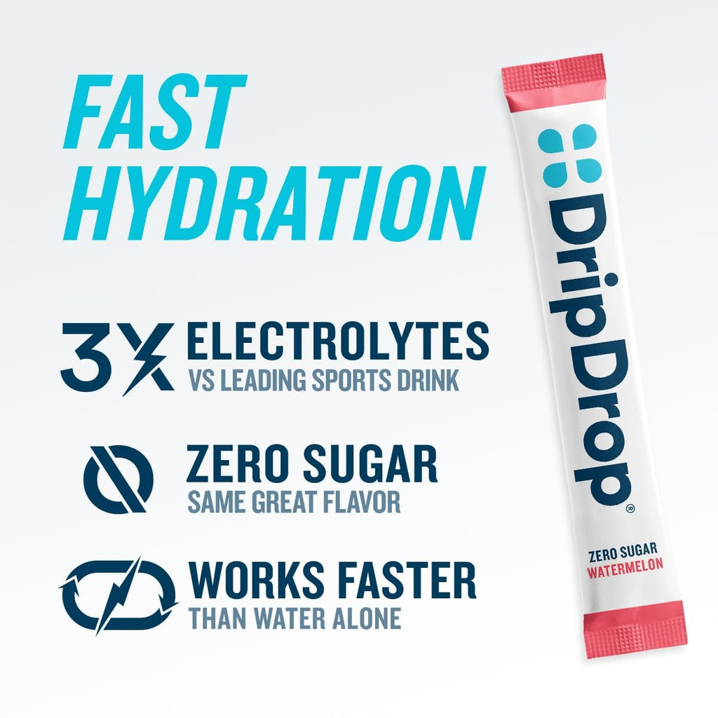 DripDrop Zero Sugar Classic Variety Pack Electrolyte Powder, 8 oz sticks, 32 count - K07R