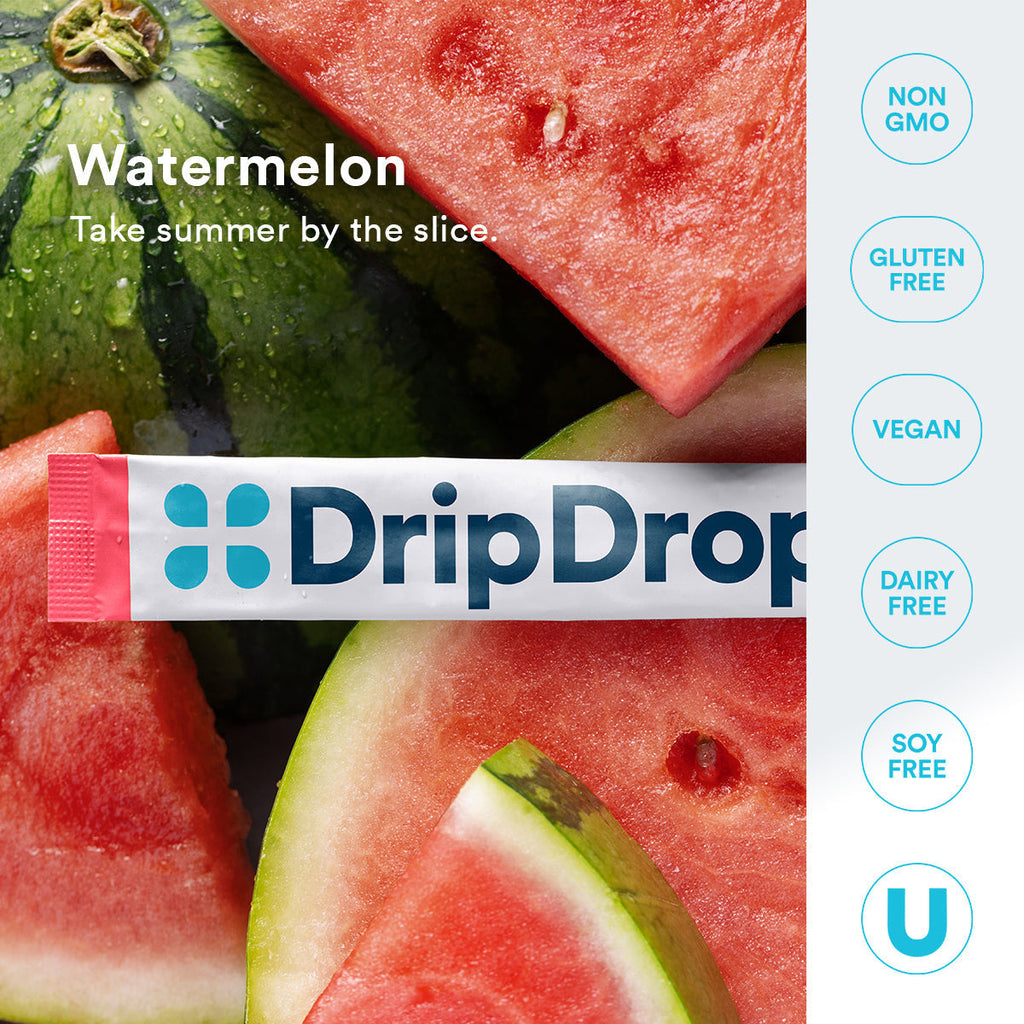 DripDrop Zero Sugar Watermelon Electrolyte Powder, 8 oz sticks, 32 count - 8769