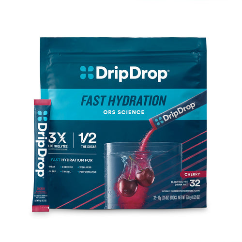 DripDrop Cherry Electrolyte Powder, 8 oz sticks, 32 count - 0E5M