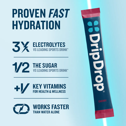 DripDrop Cherry Electrolyte Powder, 8 oz sticks, 32 count - 0E5M
