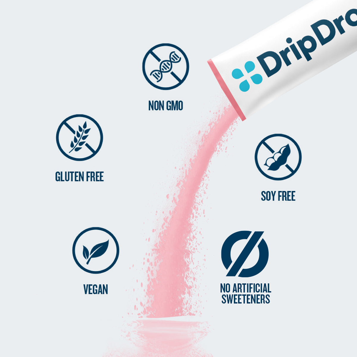 DripDrop Zero Sugar Plus, Strawberry Kiwi, Peach, Cherry Limeade, Wild Berry, 16 oz sticks, 8 count - WJG7