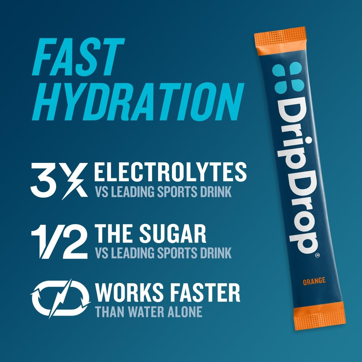 DripDrop Orange Electrolyte Powder, 8 oz sticks, 32 count - 4MPJ